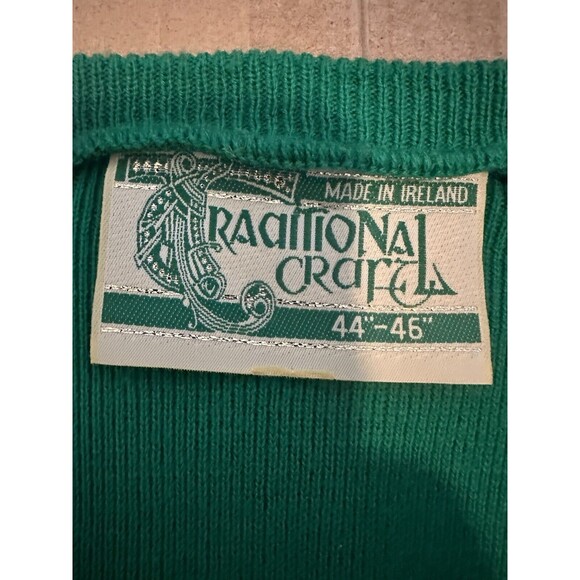 Vtg Traditional Craft Men's Green Ireland Logo V-Neck Sweater size 44-46 2xl - Picture 5 of 7